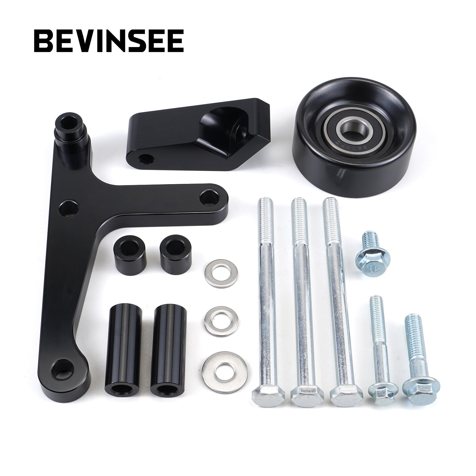 BEVINSEE LS Truck Low Mount Alternator Bracket with Pully and Rear Brace For LSX