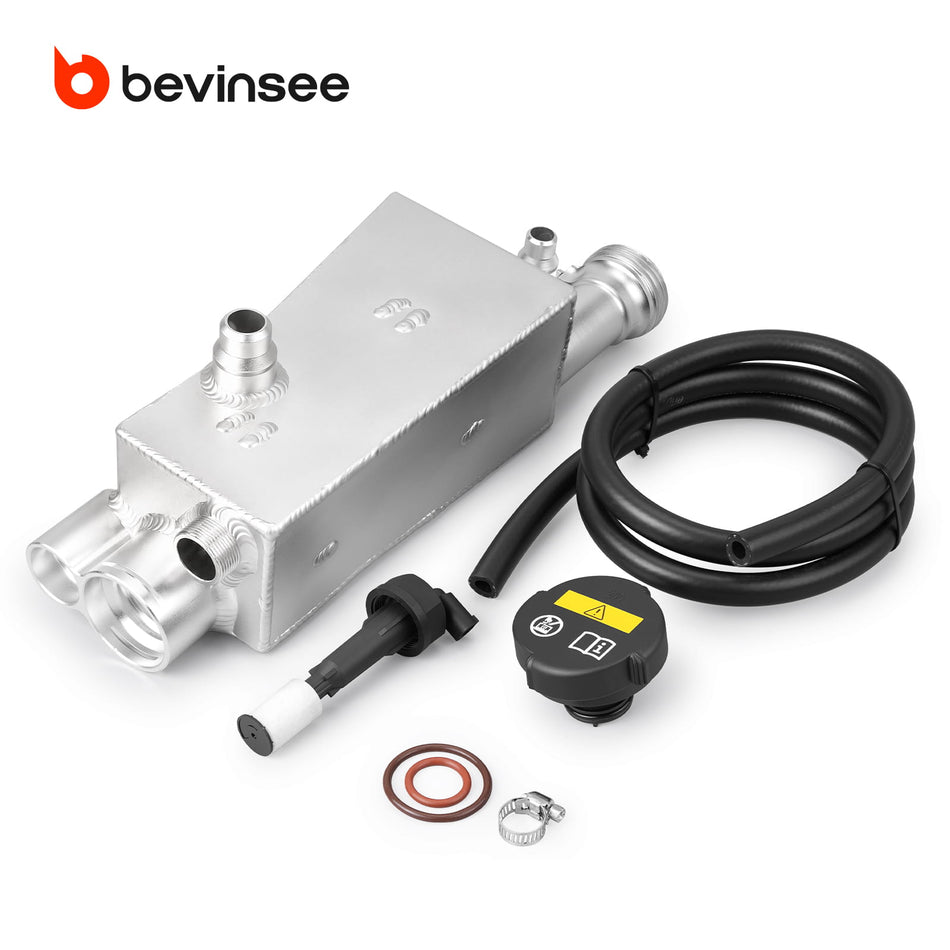 BEVINSEE Aluminum Coolant Expansion Tank Kit For BMW E46 323i 325i 328i 330i M52TU M54