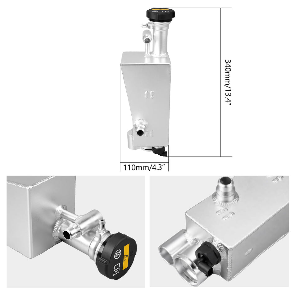 BEVINSEE Aluminum Coolant Expansion Tank Kit For BMW E46 323i 325i 328i 330i M52TU M54