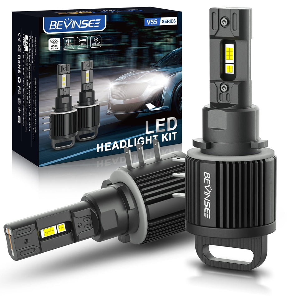 V55 H15 LED Headlight Bulbs 6000K High Beam DRL Kit For Volkswagen Golf 2011-2017