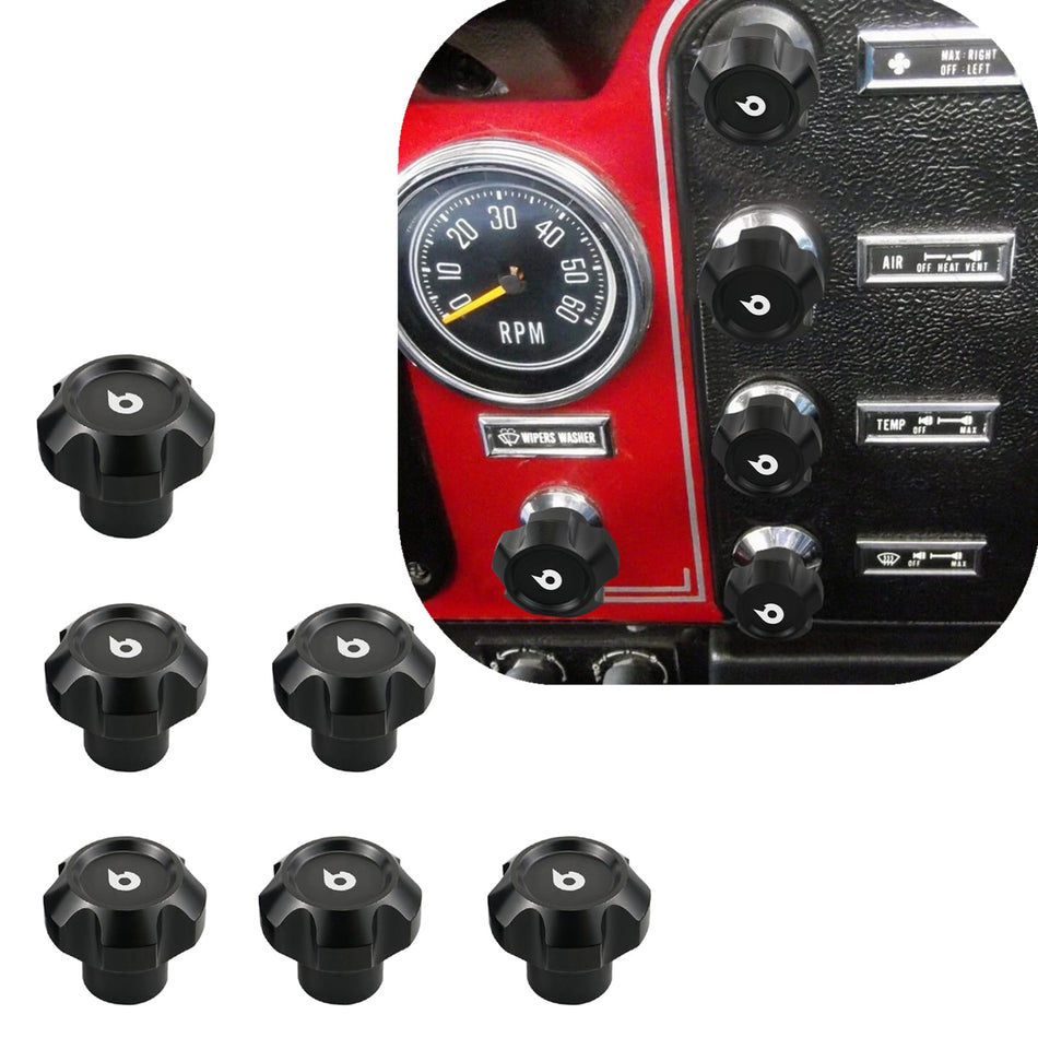Aluminum Black Set of Dash Knob & Windshield Knob For Jeep