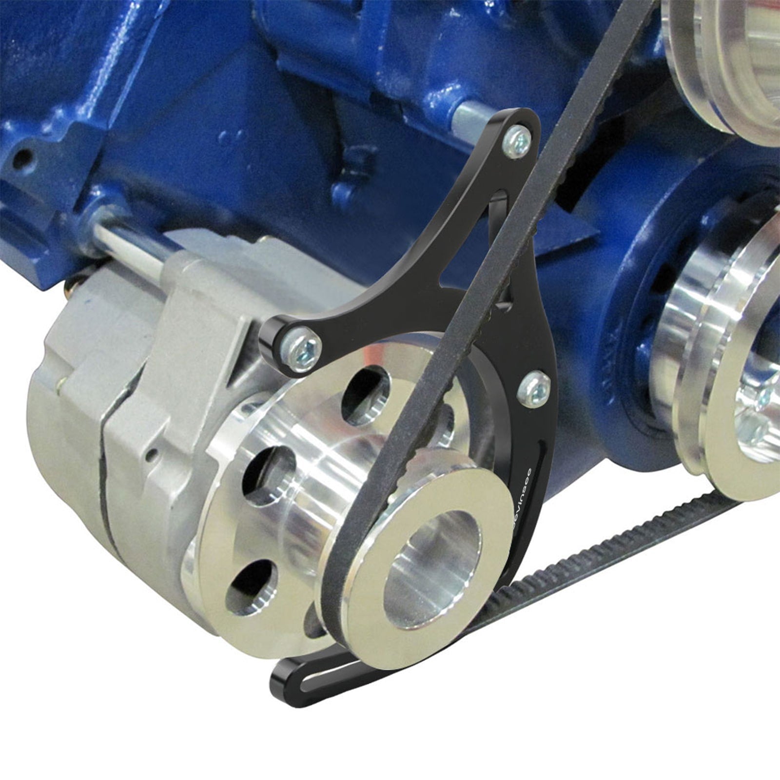 Gloss Black Alternator Bracket For Ford 429/460 BBF - Fits GM 1-Wire Mech Water Pump - CNC Aluminum