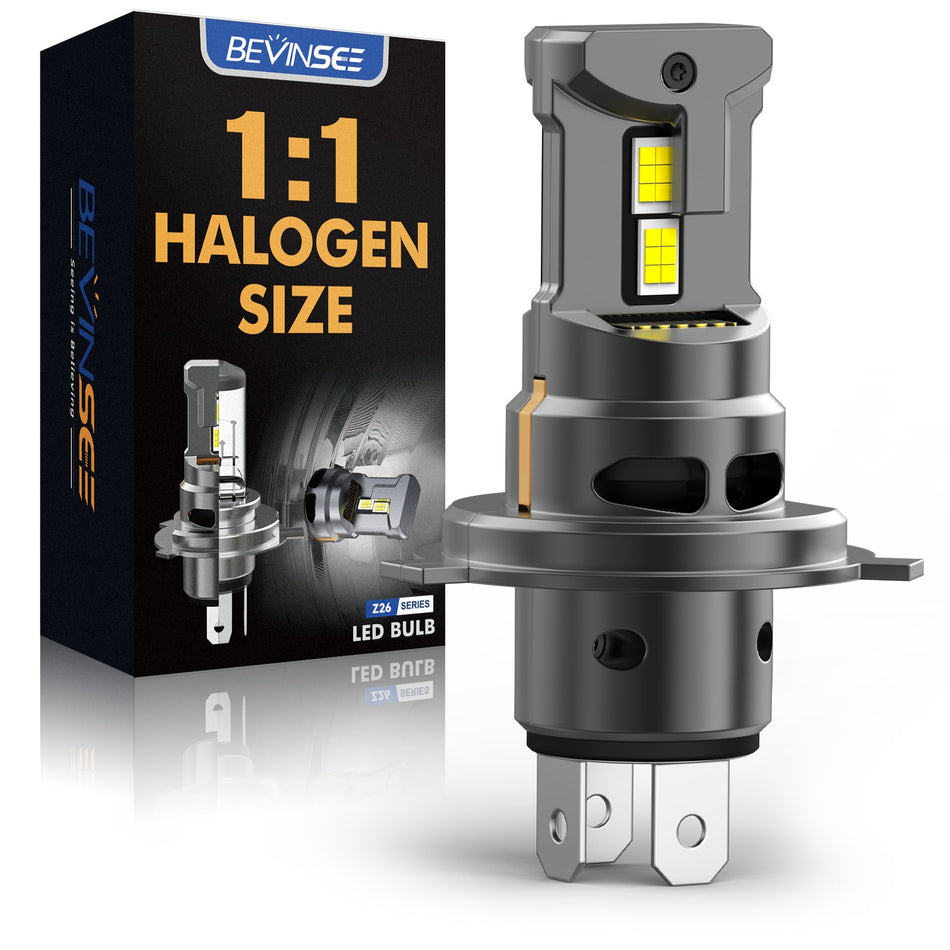 BEVINSEE 1x H4 HS1 LED Headlight Bulb for Motorcycle ATV UTV 35W 6000K Bright