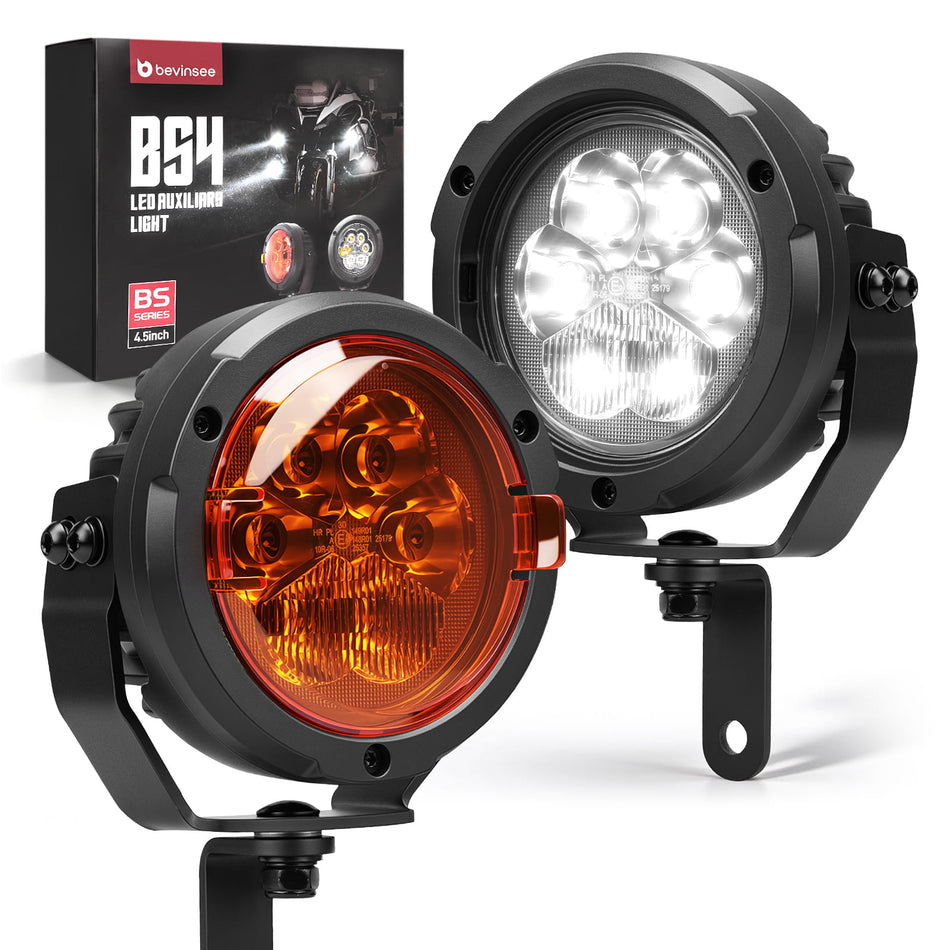 High/Low Beam Auxiliary Lights with White & Amber DRL for ADV Touring Off-Road Motorcycles