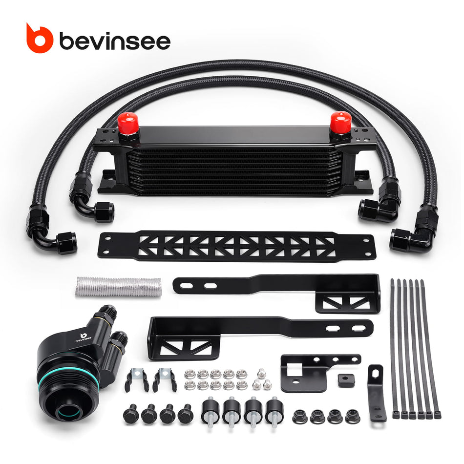 BEVINSEE 10 Rows Oil Cooler Kit For VW Golf 7 GTI/R 2013-2020