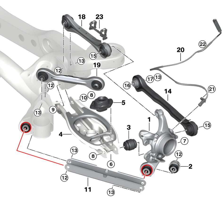 Aluminum Rear Trailing Arm Set & Bearings For BMW E82 E87 E88 E90 E92 M3 1M 335i 135i X1 E84