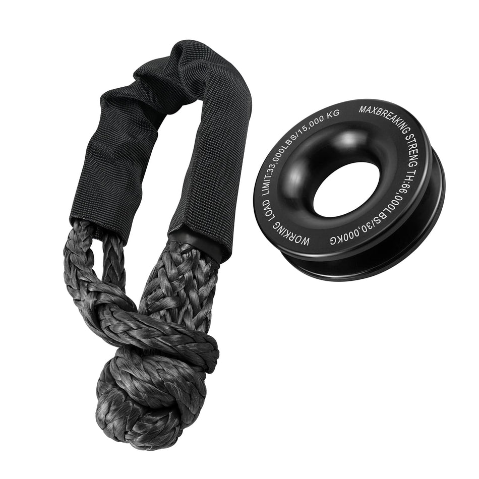 Heavy Duty 66000LB Soft Shackle Recovery Rope With Winch Ring for SUV