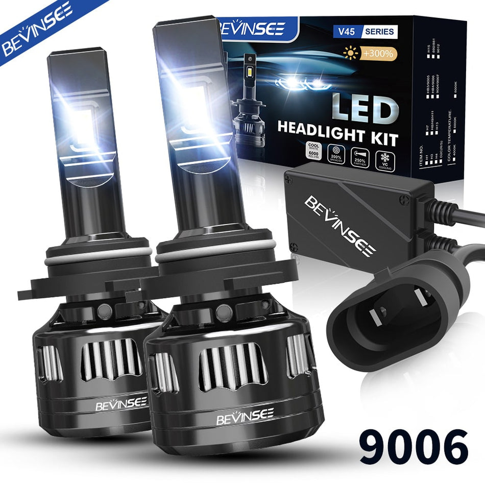 BEVINSEE V45 9006/HB4 LED Headlight Bulb 6000K For Dodge Avenger 2008-2014