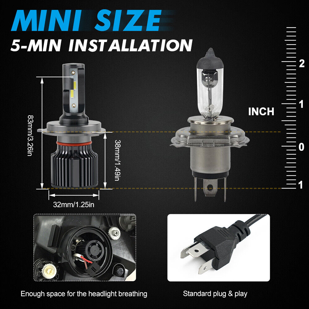 BEVINSEE H4 9003 Hi/low Beam LED Headlight Bulb 25W For ATV UTV Motorcycle Light