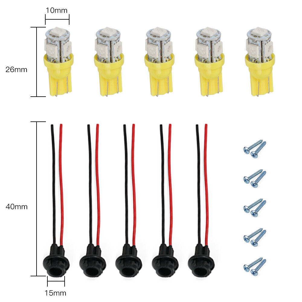 5x LED Cab Marker Roof Lights Amber T10 Bulbs Kit for Ford F-250 F-350 1980-1997