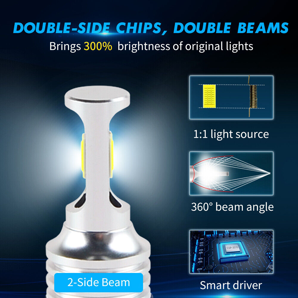 9006 HB4 LED Motorcycle Headlight Low Beam Kit 100W 6000K Pure White Light Bulbs