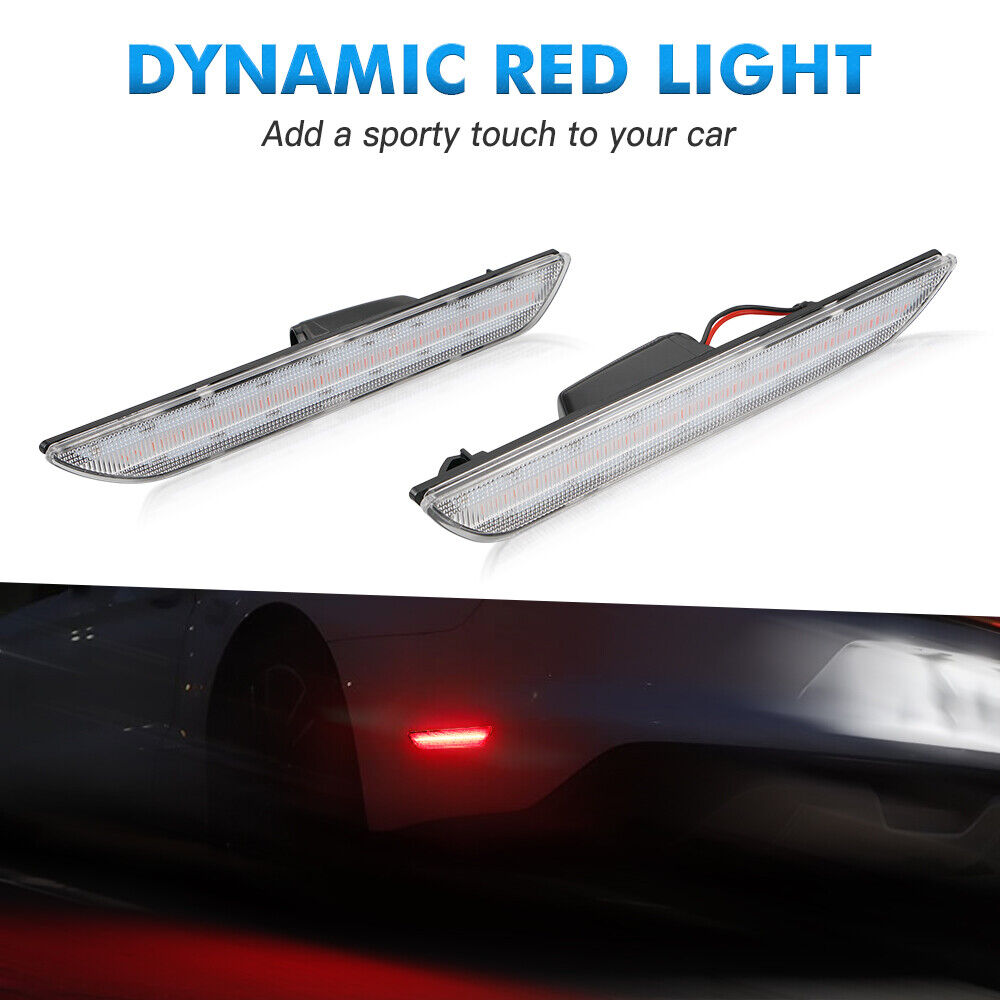 Bevinsee Smoked LED Side Marker Turn Signal Light For Ford Mustang 2015-2020