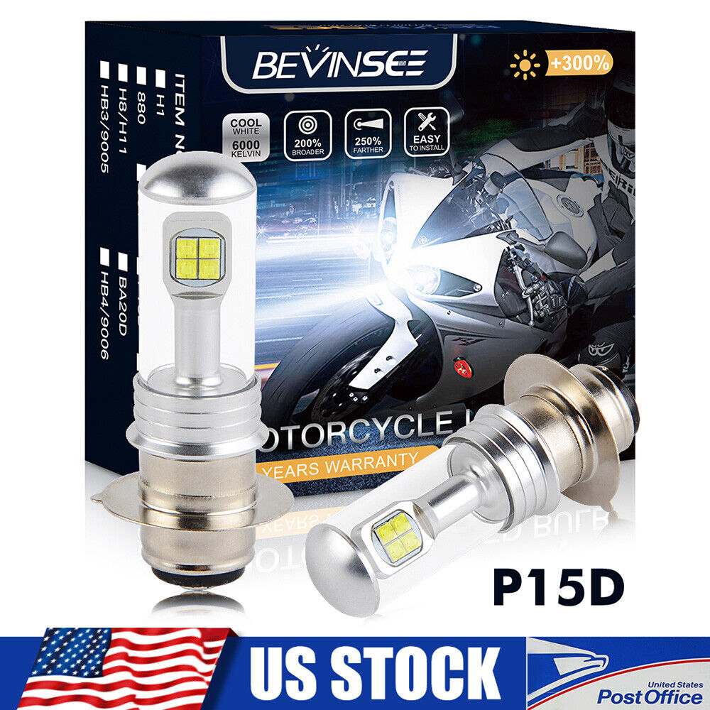 Bevinsee P15D LED Headlight Bulbs For ATV UTV Motorcycle H6M Lights 80W White Lamp Kit