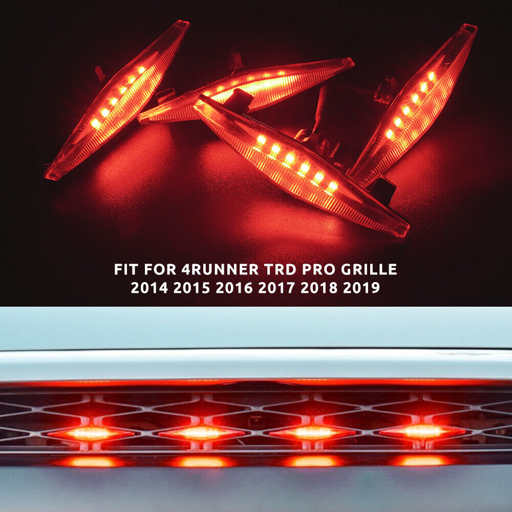 4pcs Clear Lens Red LED Grille Running Lights for Toyota 4Runner TRD Pro 14-19