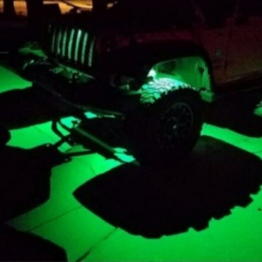 BEVINSEE LED Rock Lights Green Underglow Lamps Offroad Under Body For SUV RV UTV ATV