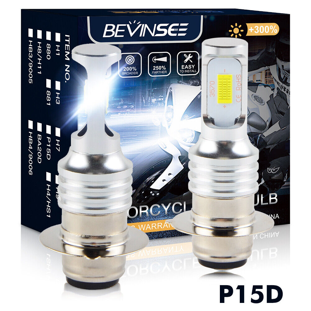 Bevinsee P15D H6M 12V 100W High Power LED Headlight Bulb 6500K Cool White