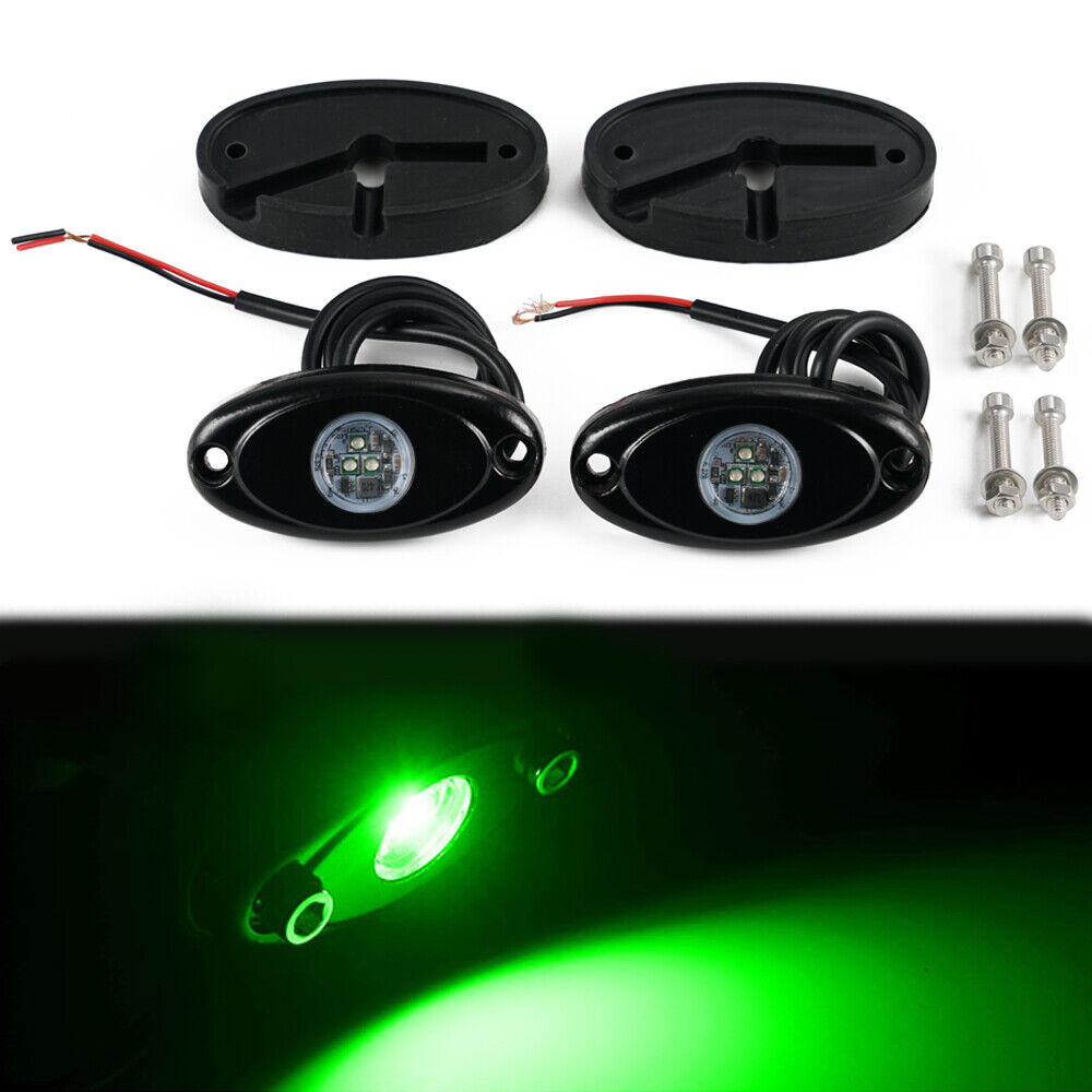 BEVINSEE LED Rock Lights Green Underglow Lamps Offroad Under Body For SUV RV UTV ATV