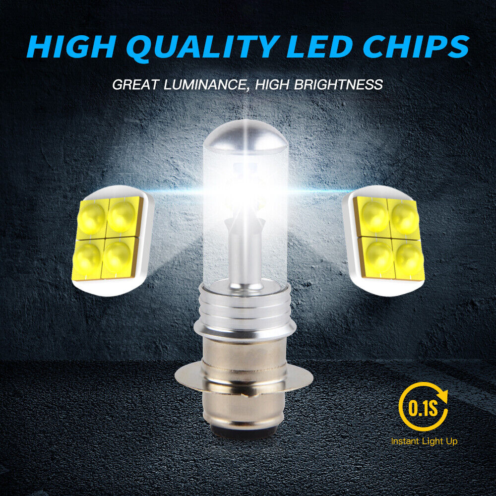 BEVINSEE P15D LED Headlight Bulbs For ATV UTV Motorcycle H6M Lights 80W White Lamp Kit