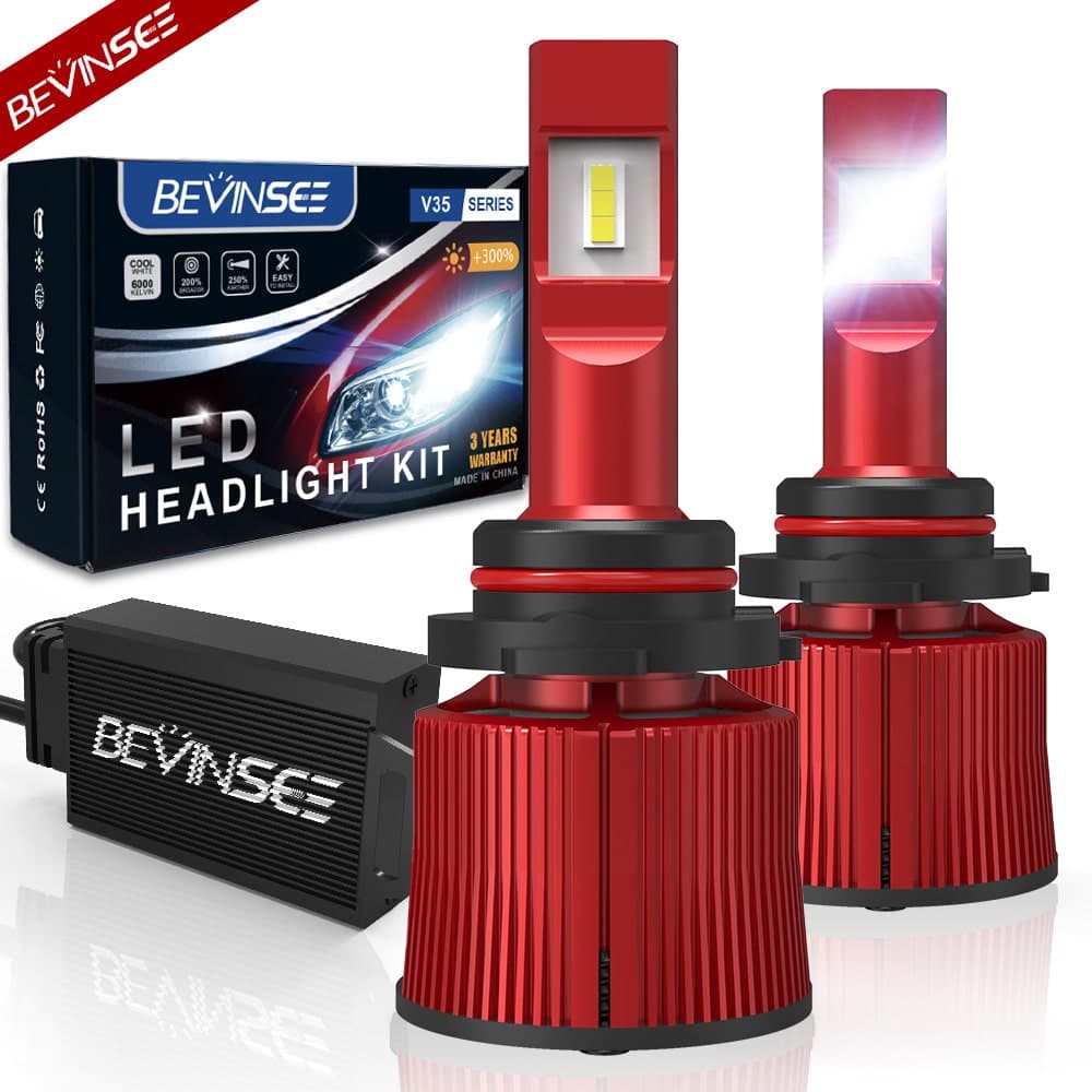 BEVINSEE V35 9006/HB4 LED Headlight White 100W 15000LM 6000k Bulbs