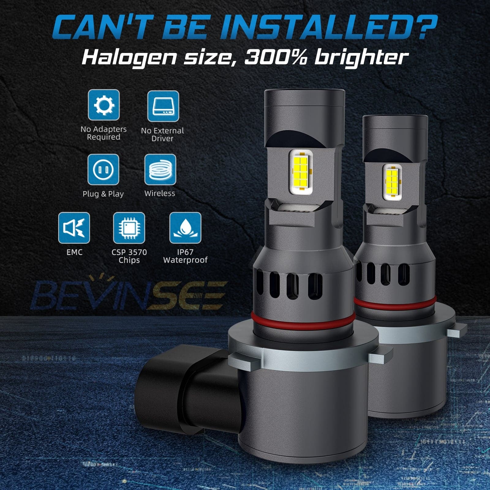 BEVINSEE Z25 H10 9145 Led Headlight Fog Light Bulbs Plug & Play 1：1 Size