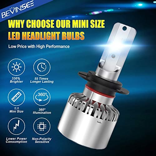 BEVINSEE X6 H7 LED Headlight White Bulbs Kit