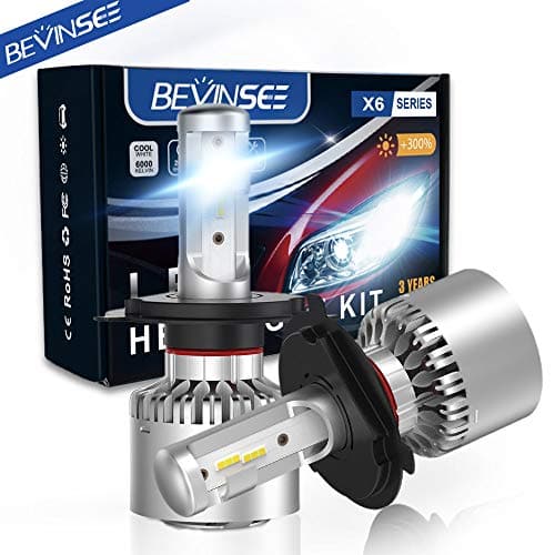 BEVINSEE X6 H4 9003 LED Headlight White Bulbs Kit