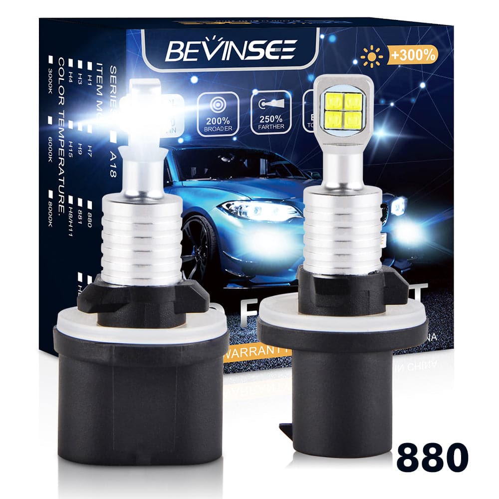 BEVINSEE 880 80W LED Fog Light 6000K White 1500LM Bulbs Kit Lamp 2PCS
