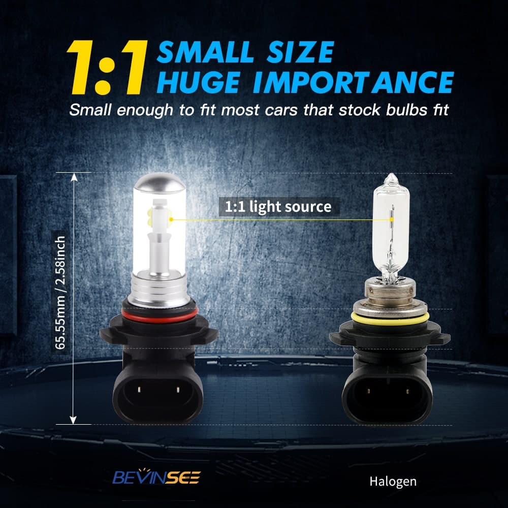 Bevinsee 9006 Fog Light LED 6500K White 2x Foglight HB4 Bulbs
