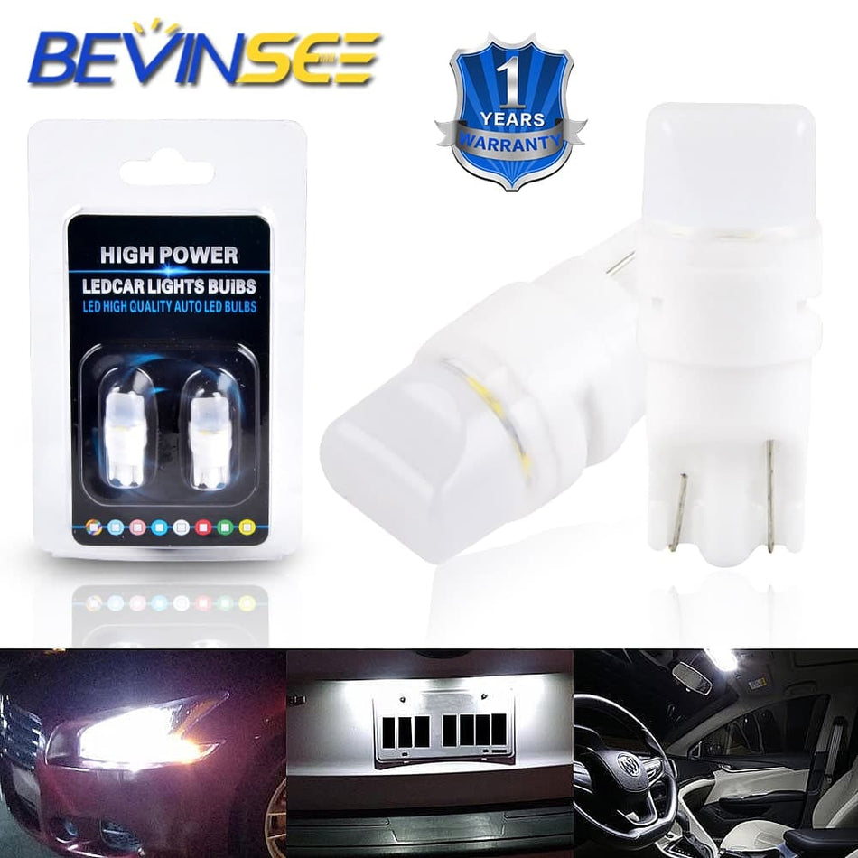 BEVINSEE Car White LED Light T10 2835-SMD Wedge W5W 2825 158 192 168 194 LED Bulbs