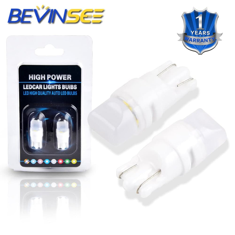 BEVINSEE Car White LED Light T10 2835-SMD Wedge W5W 2825 158 192 168 194 LED Bulbs