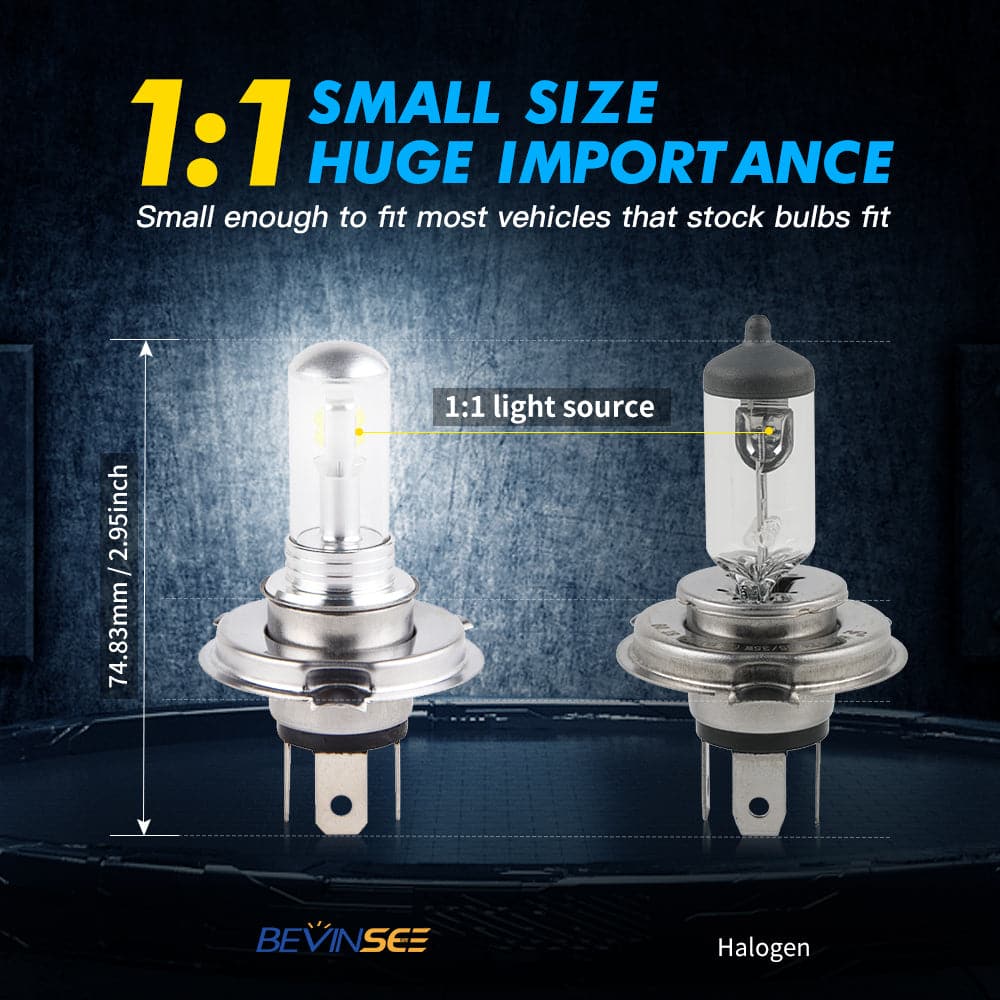 H4/9003 LED Headlight Bulbs 72W 8000ML S2 Series Super Brightes COB 6500K  Cool White | 2 Bulbs
