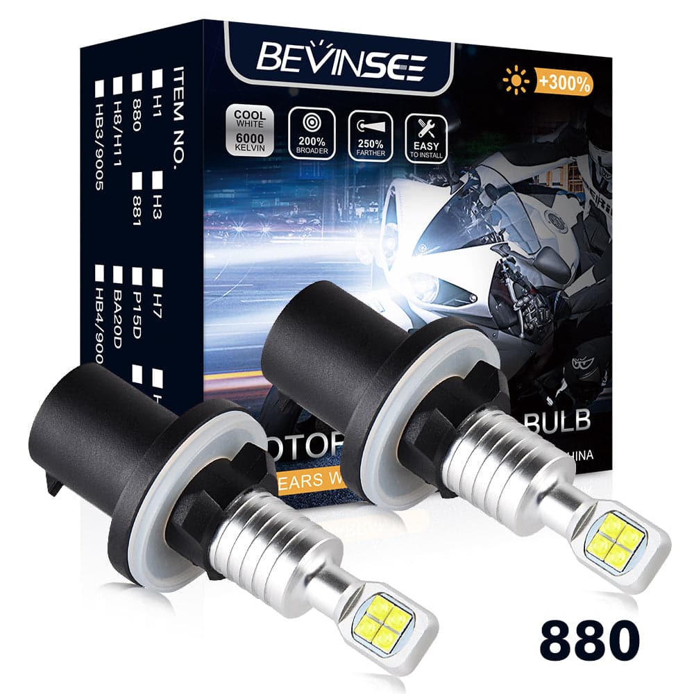 BEVINSEE 880 899 LED Motorcycle LED Headlights Bulbs Fog Lights