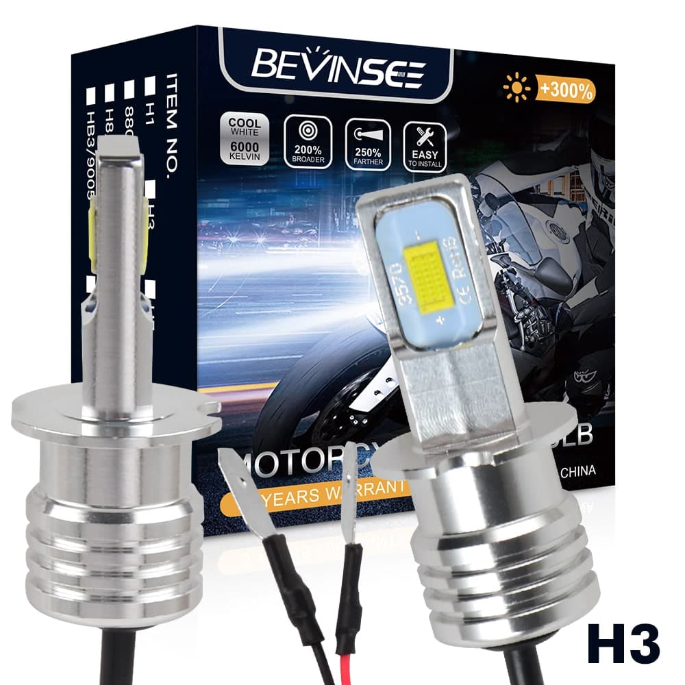 BEVINSEE H3 100W 6000K LED Headlight Bulbs For ATV Polaris Sport 400L 400 1996-1999