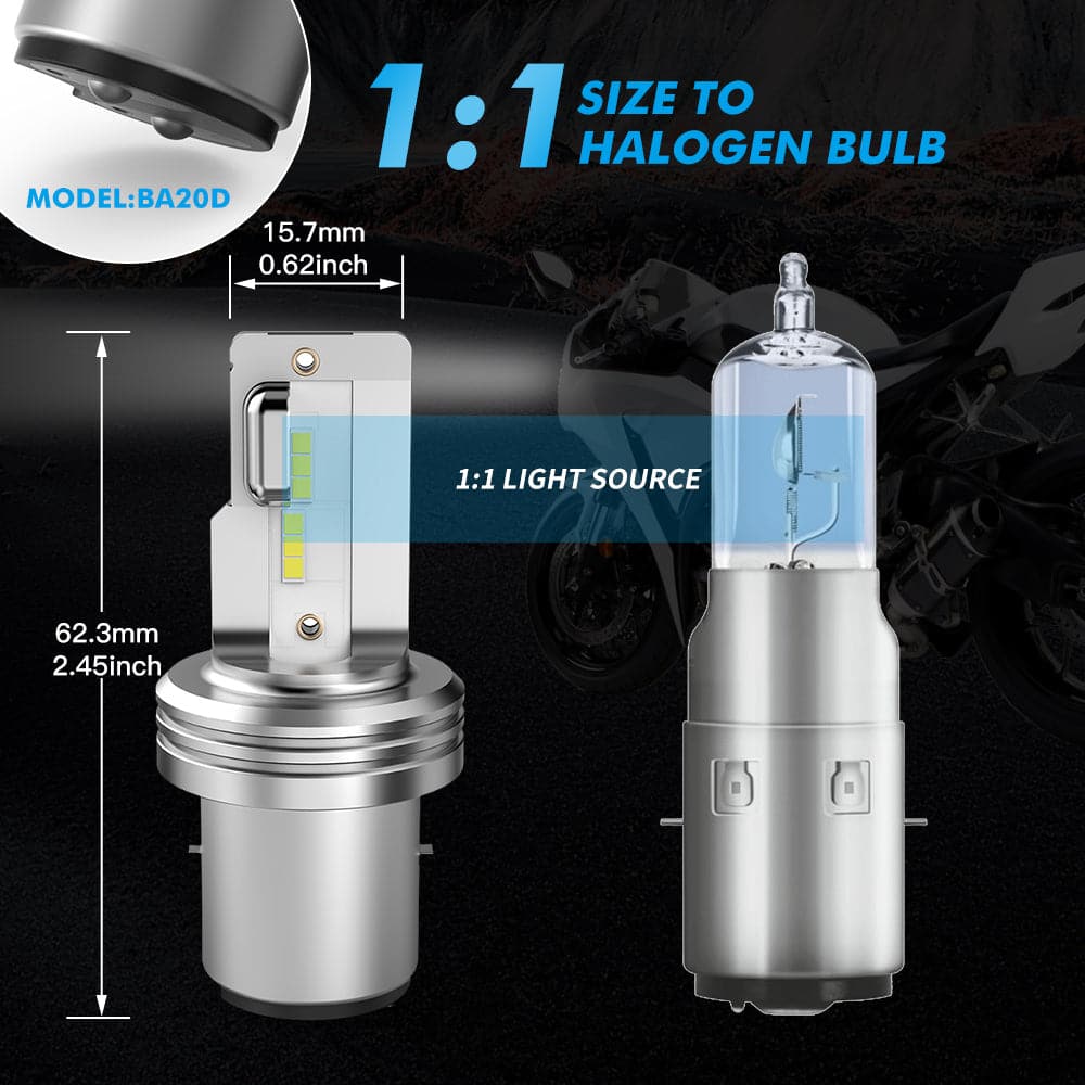 H4 9003 HS1 LED Headlight Bulb For Motorcycle Hi/Low Beam Lights