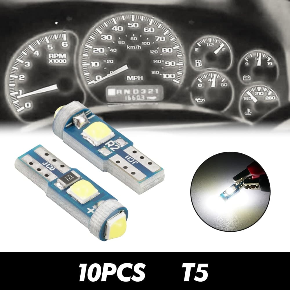 BEVINSEE 10x T5 LED Bulbs Instrument Panel Dash Board Speedometer Gauge Light 70 74 2721