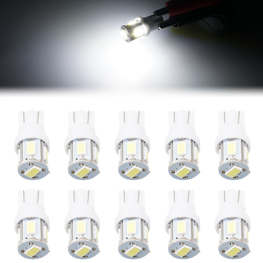 BEVINSEE 10pcs T10 White LED Instrument Panel Light Dash Cluster Gauge Lamp Bulbs 192 168