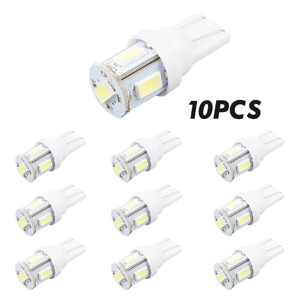 BEVINSEE 10pcs T10 White LED Instrument Panel Light Dash Cluster Gauge Lamp Bulbs 192 168