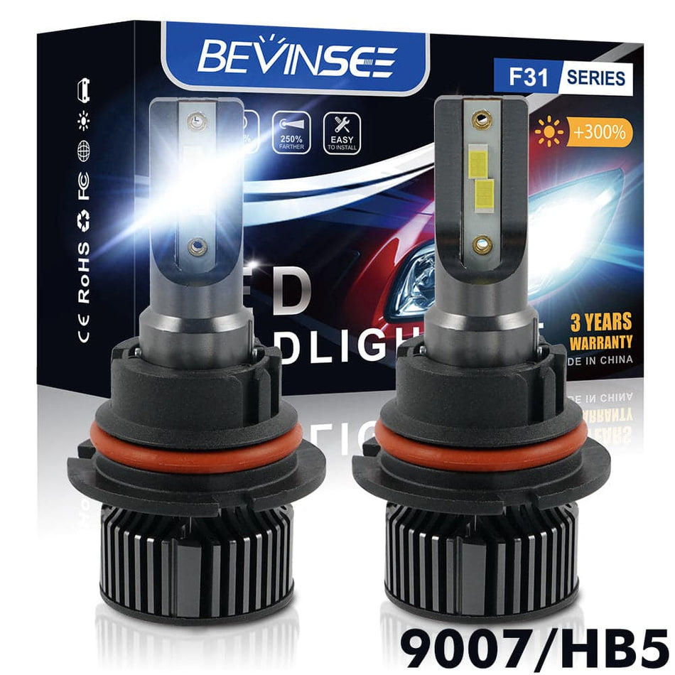 BEVINSEE 9007 HB5 LED Headlights Bulbs High-Low Beam 2pcs