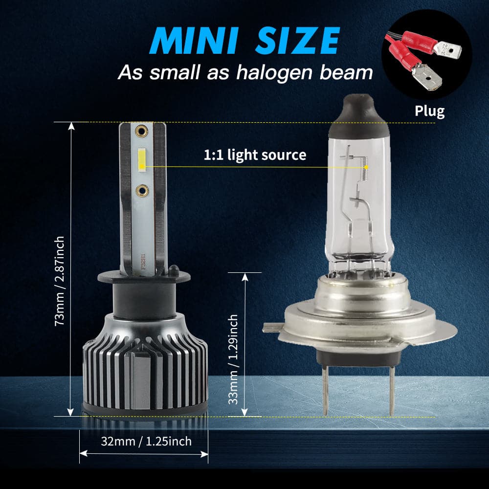 BEVINSEE F31B H1 Motorcycle LED Headlights 6000K 6000LM White Bulbs