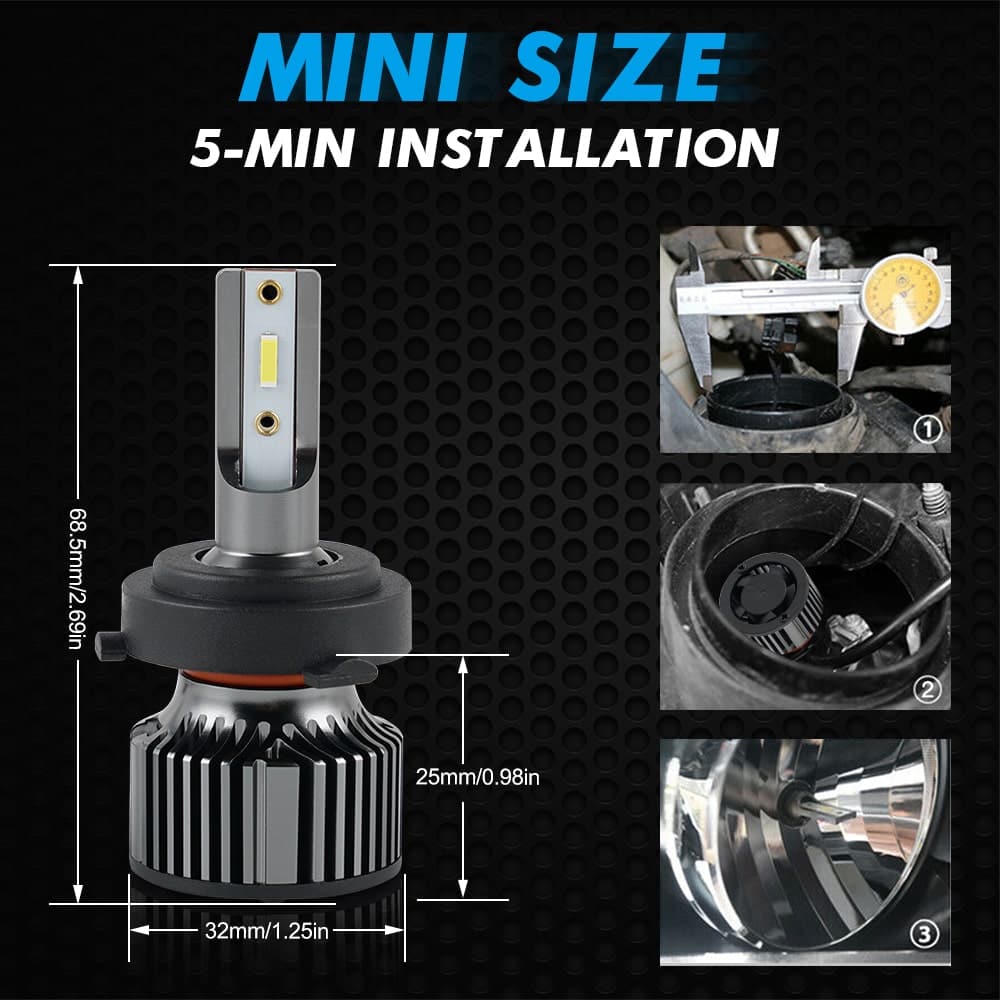 BEVINSEE H7 Custom LED Headlight 60W 10000LM Low Beam Led Bulbs