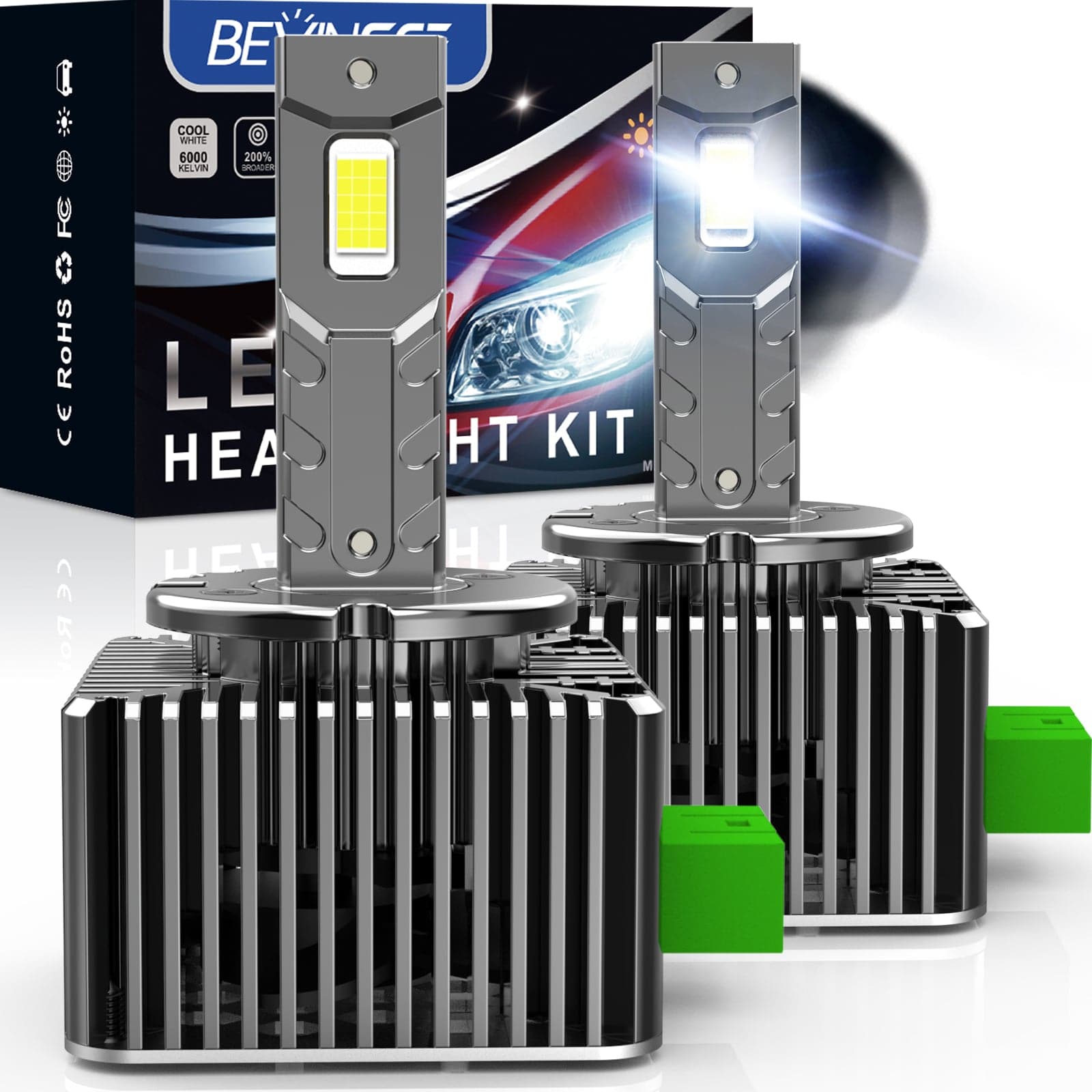 2x D3S/D3R LED Headlight Bulbs 7000LM/pair 6000K For HID Xenon