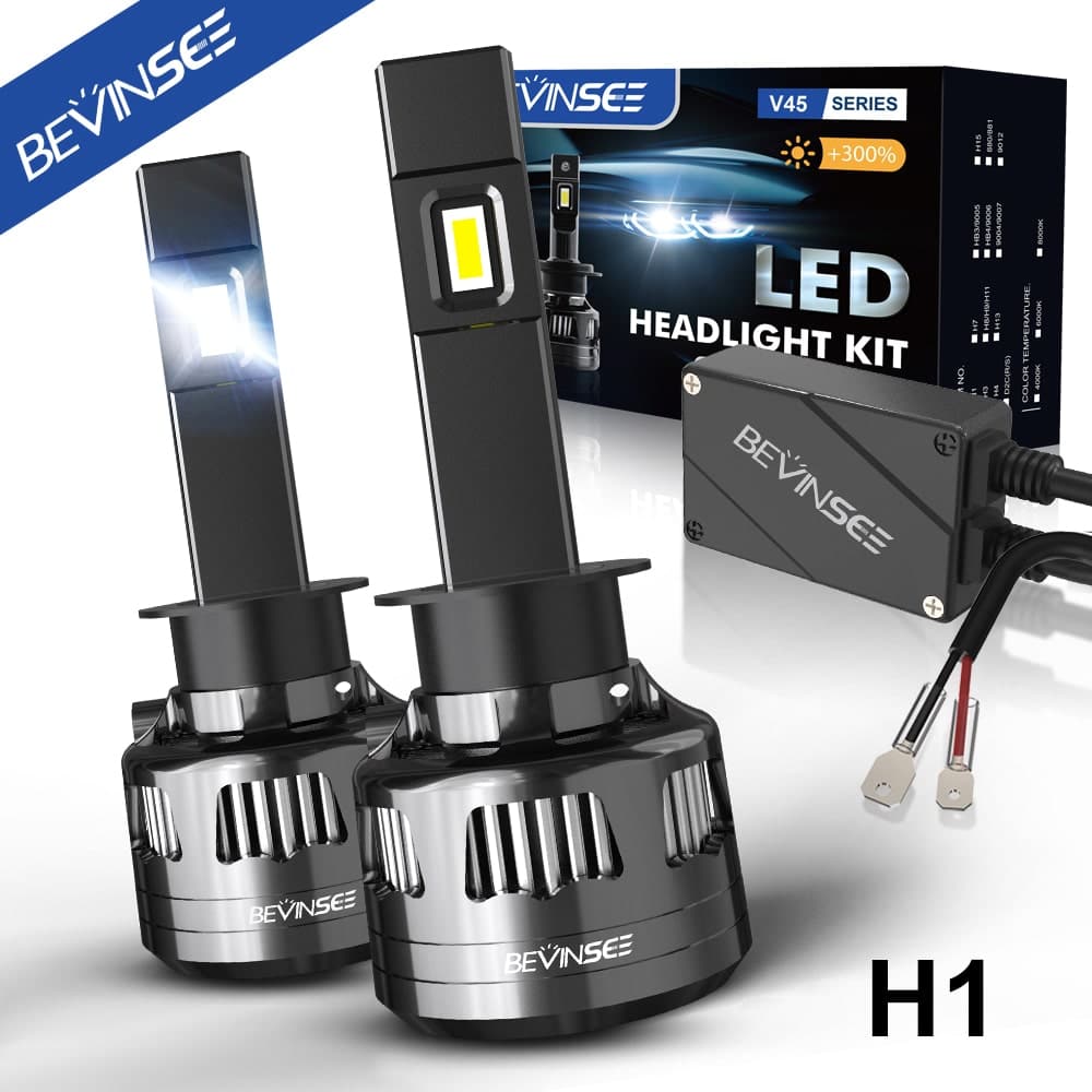 V45 H1 LED Headlight Bulbs 22000 Lumens Better Beam Pattern