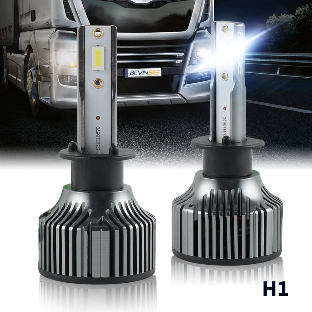 BEVINSEE H1 24V Truck LED Headlight Conversion Kit High Low Beam Bulbs 8000LM