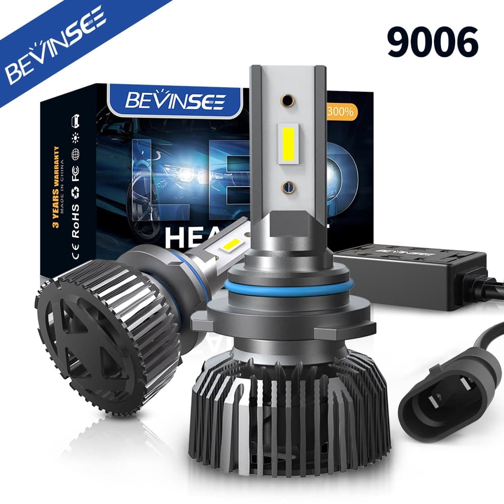 BEVINSEE 2022 A01 9006 HB4 LED Bulbs 13000LM White Lights