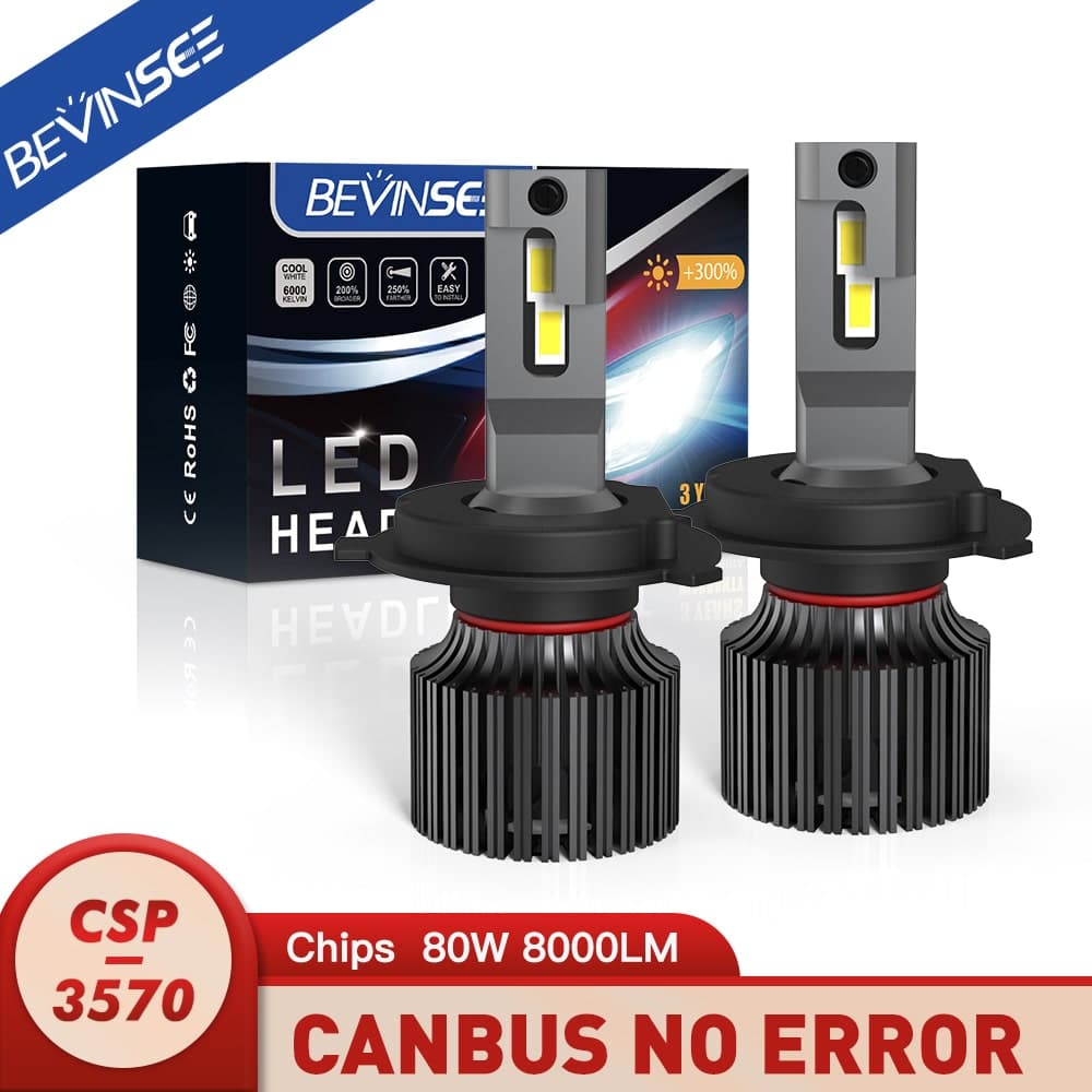 Bevinsee V45 H11/H8/H9 LED Headlight Bulbs 22000 Lumens