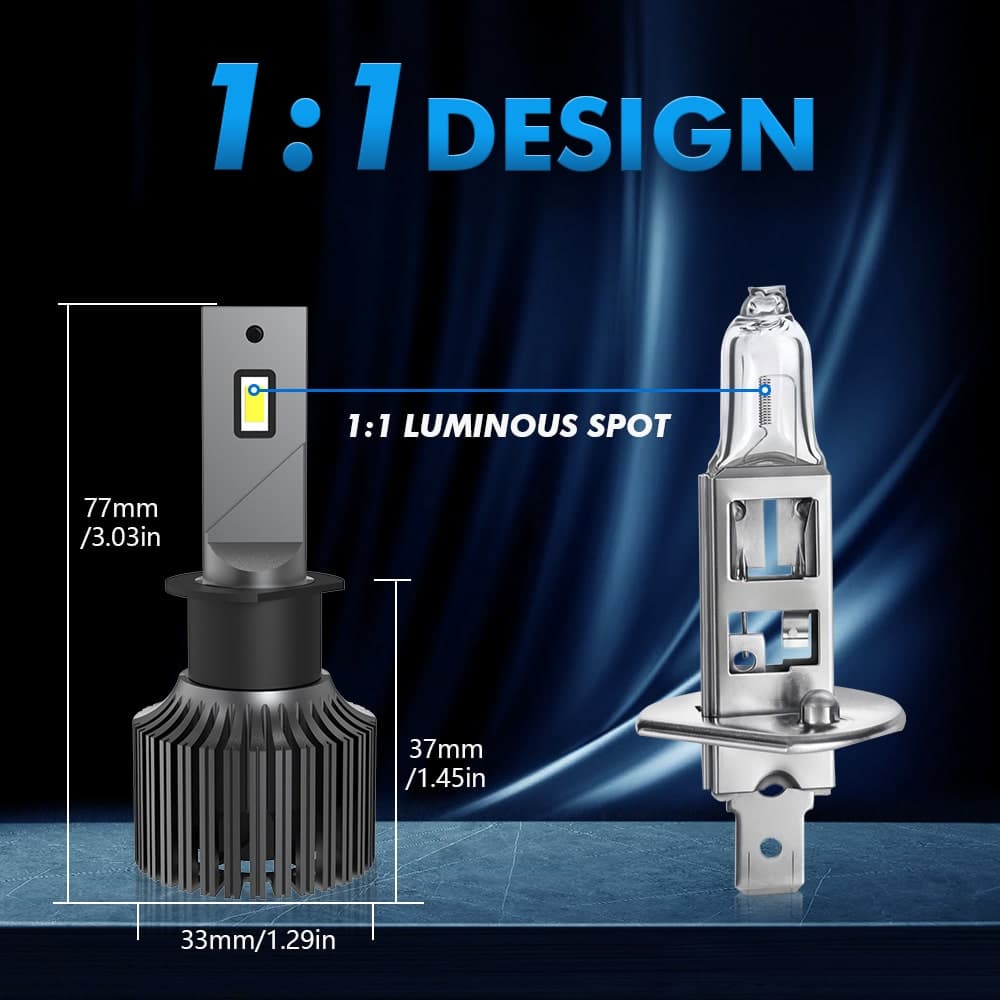 F33 H1 LED Headlight Bulb 80W 6000K 8000LM CSP-3570 IP68 Waterproof