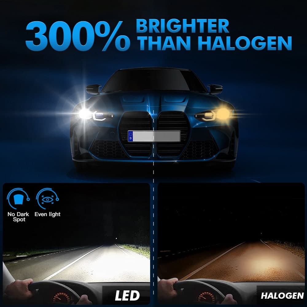 F33 H4 9003 LED Headlight Waterproof Bulbs 80W 6000K 8000LM