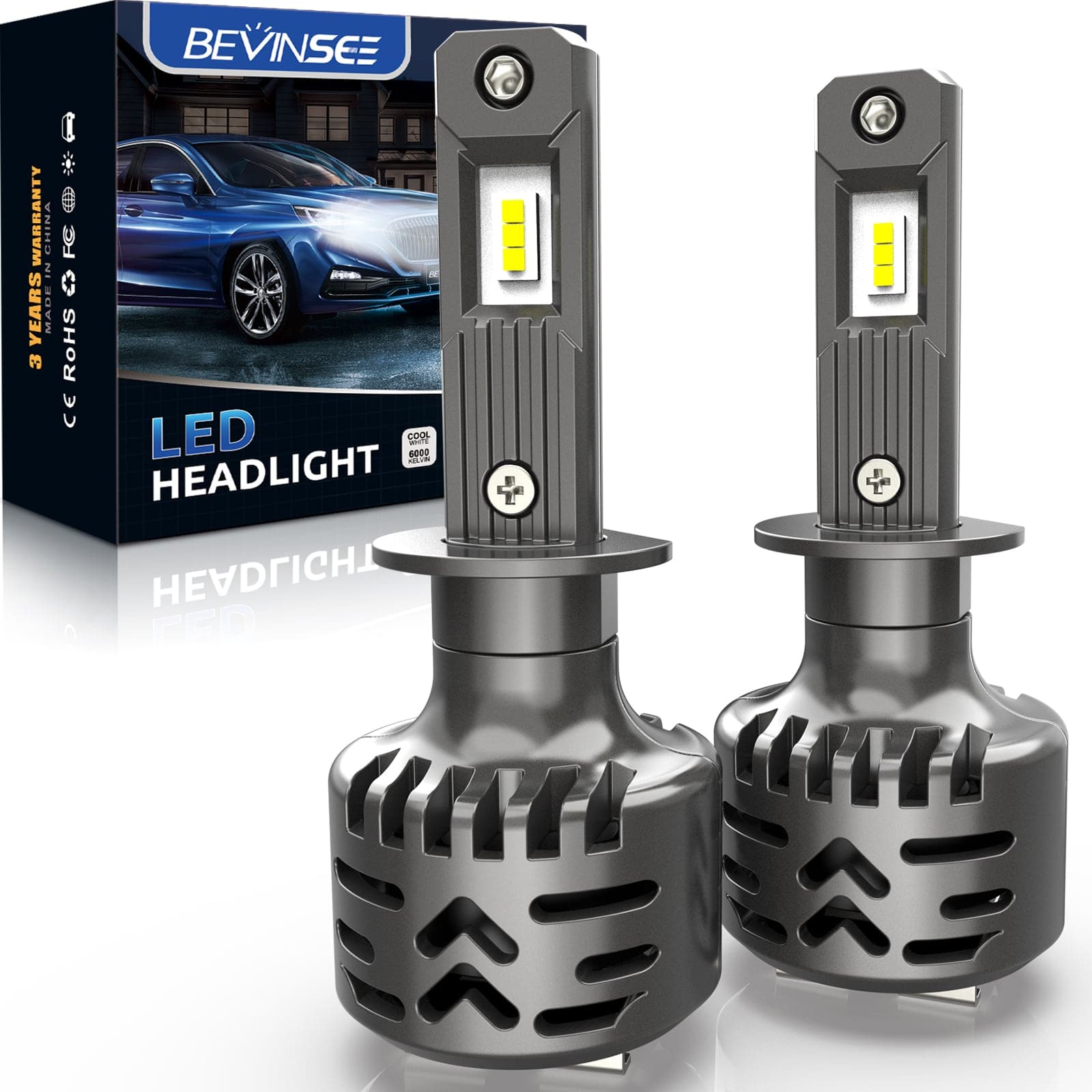 BEVINSEE H1 LED Headlight Bulb Conversion Wire Plug Converter Cable Wi
