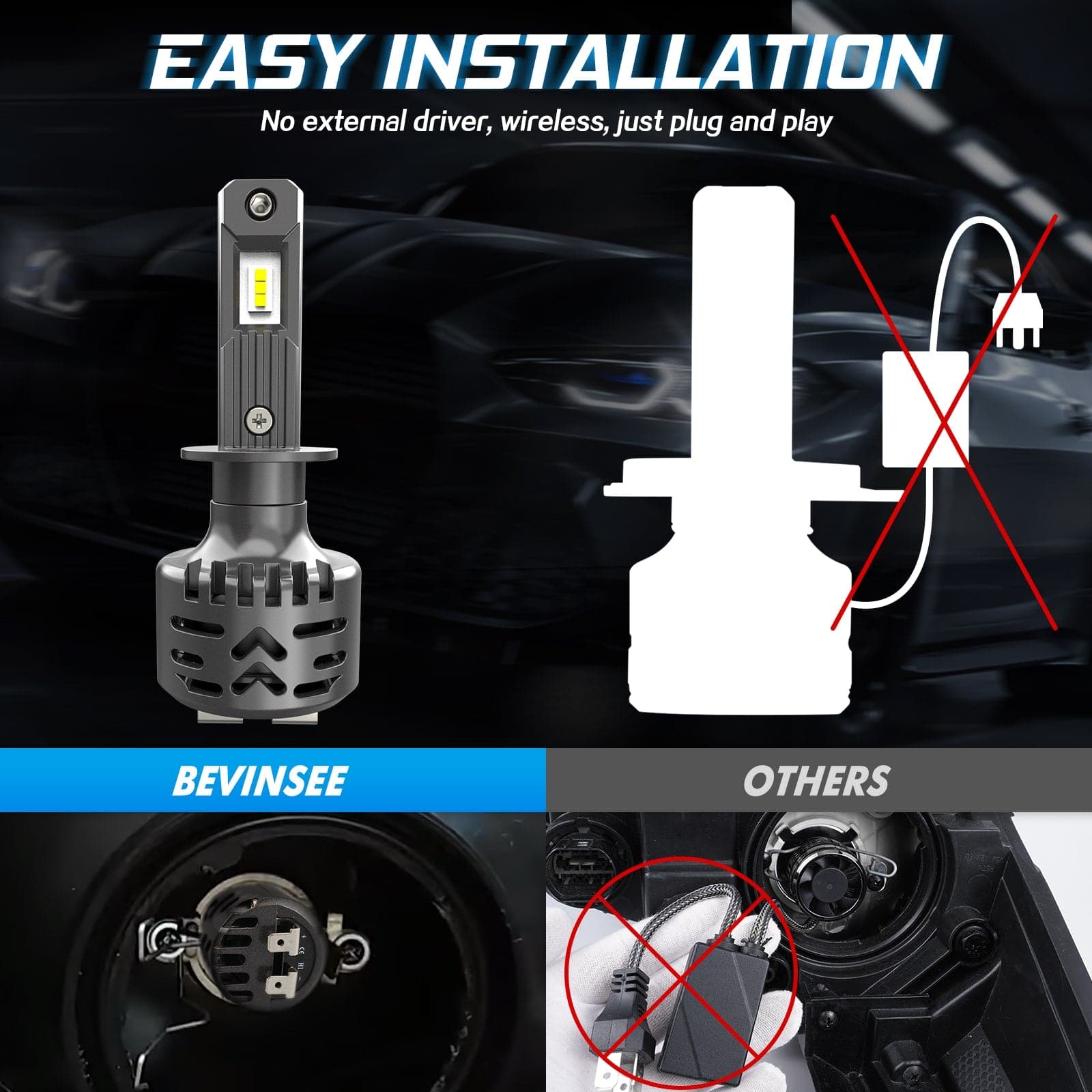 Plug and play S350 H1 LED Headlight Bulbs High Low Beam Lamp