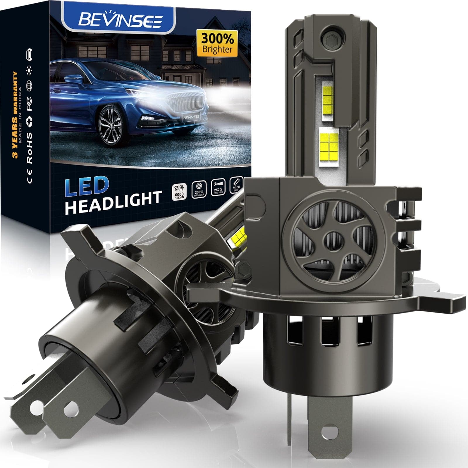 BEVINSEE V35 H7 100W LED Headlight Fog Light White VC Cooling Tech